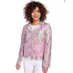 Coffeeshop Rain Coat Jacket Women Lined Floral Size Small Outdoor NEW No Tag